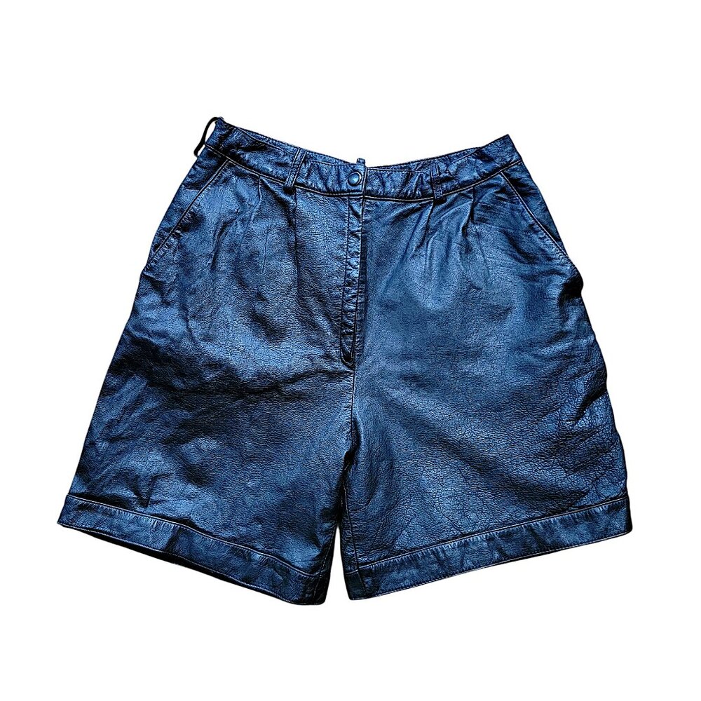 Vintage Black Leather Shorts SEE MEASUREMENTS